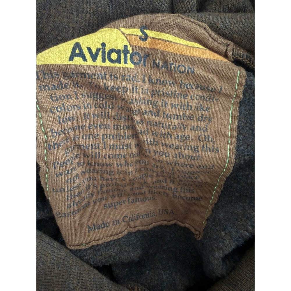 Aviator Nation Logo Pullover Relaxed Hoodie Chocolate Size Small - Picture 9 of 10